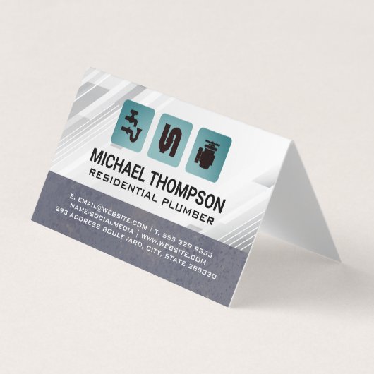 Plumbing Pipes Icons | Blue Collar Visitekaartje (Voorkant)