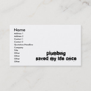 Plumbing redde mijn leven eens visitekaartje
