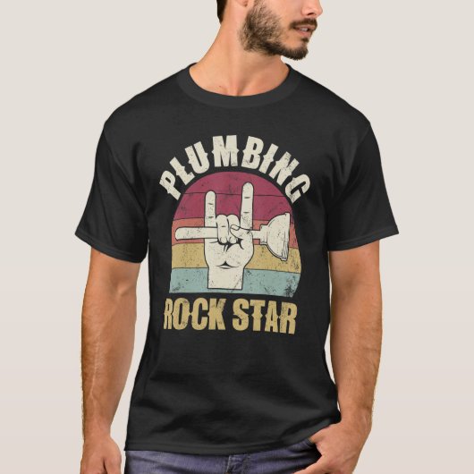 Plumbing rockstar, funny plumber, toilet plunger h t-shirt (Voorkant)