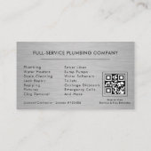Plumbing Service and Repair Plumber QR Code Visitekaartje (Achterkant)