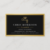 Plumbing Service Company Plumber Gold Metallic Visitekaartje (Voorkant)