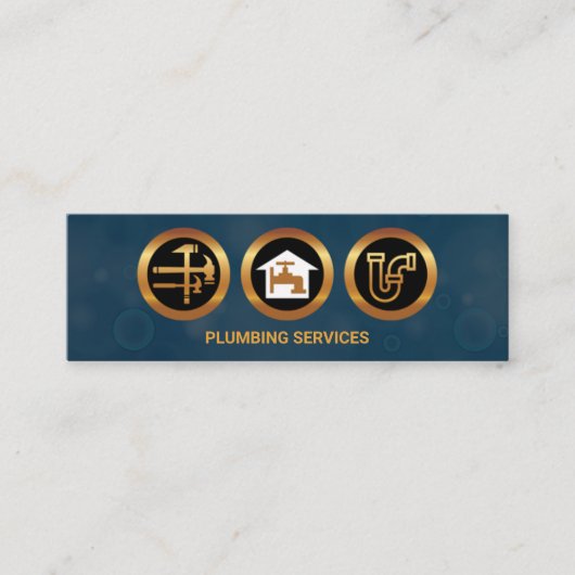 Plumbing Service Icons Blue Bubbles-buizen Mini Visitekaartje (Voorkant)