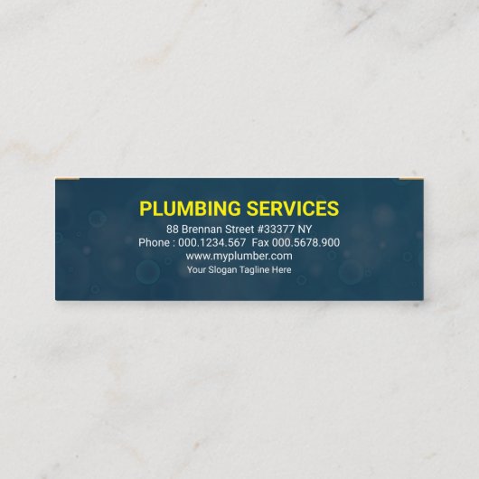 Plumbing Service Icons Blue Bubbles-buizen Mini Visitekaartje (Achterkant)
