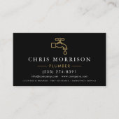 Plumbing Service Plumber Black Gold Visitekaartje (Voorkant)