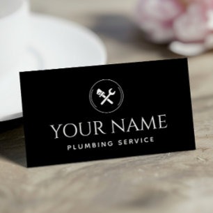 Plumbing Service Plumber Handyman Black & White Visitekaartje