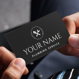 Plumbing Service Plumber Handyman Black & White Visitekaartje
