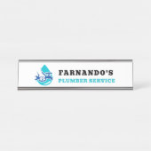 Plumbing Service Water Drop Logo Plumber Business Bureau Naambordje (Voorkant)