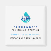 Plumbing Service Water Drop Logo Plumber Business Magneet (Voorkant)