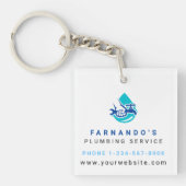 Plumbing Service Water Drop Logo Plumber Business Sleutelhanger (voorkant)