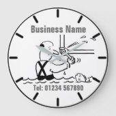 Plumbing Services Cartoon Clock Grote Klok (Voorkant)