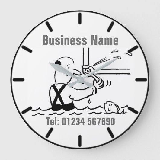 Plumbing Services Cartoon Clock Grote Klok (Voorkant)