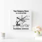 Plumbing Services Cartoon Clock Vierkante Klok (Huis)