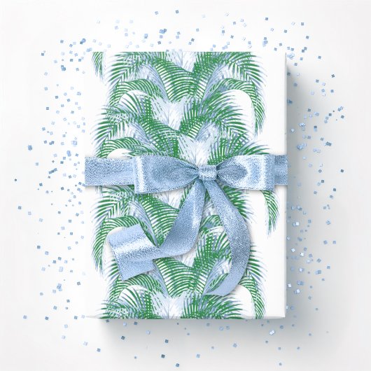 Plume Palm Fronds in Blue and Green Cadeaupapier