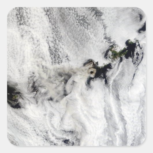 Plume uit Okmok Volcano, Aleutian Islands Vierkante Sticker (Voorkant)