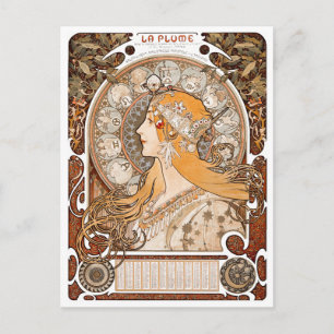 Plume Zodiac Woman door Alphonse Mucha - Art Nouve Briefkaart