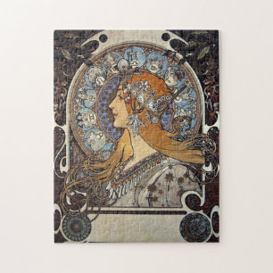 Plume Zodiac Woman door Alphonse Mucha - Art Nouve Legpuzzel