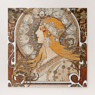 Plume Zodiac Woman door Alphonse Mucha - Art Nouve Legpuzzel