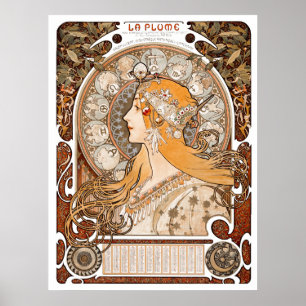 Plume Zodiac Woman door Alphonse Mucha - Art Nouve Poster