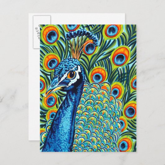 Plumed Peacock I Briefkaart (Voorkant / Achterkant)