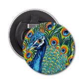 Plumed Peacock I Button Flesopener (Voorkant)