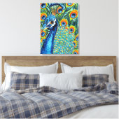 Plumed Peacock I Canvas Afdruk (Insitu (Slaapkamer))
