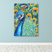 Plumed Peacock I Canvas Afdruk (Insitu (Houten vloer))