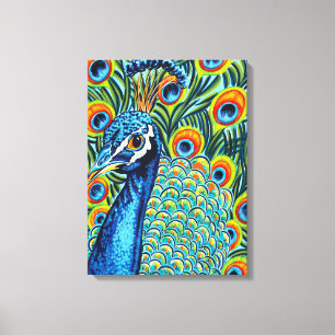 Plumed Peacock I Canvas Afdruk