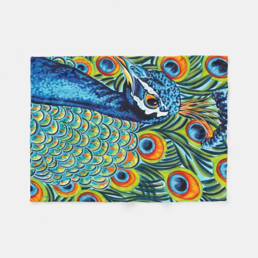 Plumed Peacock I Fleece Deken (Voorkant (Horizontaal))