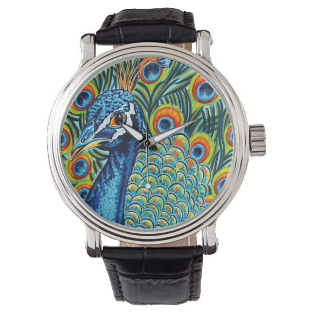 Plumed Peacock I Horloge (Voorkant)