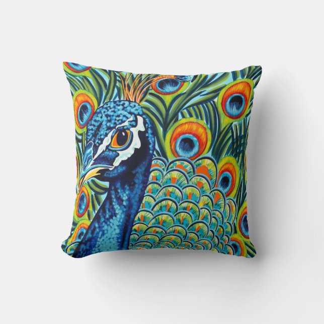 Plumed Peacock I Kussen (Voorkant)