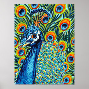 Plumed Peacock I Poster