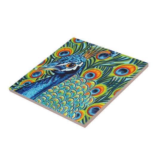 Plumed Peacock I Tegeltje (Zijkant)