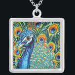 Plumed Peacock I Zilver Vergulden Ketting<br><div class="desc">Dieren</div>