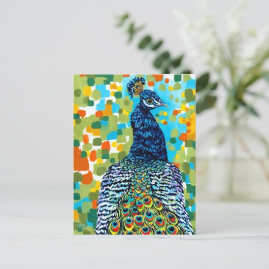 Plumed Peacock II Briefkaart (Staand voorkant)