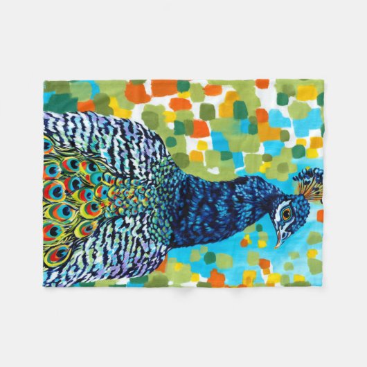 Plumed Peacock II Fleece Deken (Voorkant (Horizontaal))
