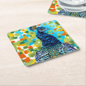 Plumed Peacock II Kartonnen Onderzetters (Schuin)