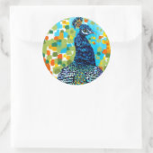 Plumed Peacock II Ronde Sticker (Tas)