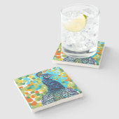 Plumed Peacock II Stenen Onderzetter (Zijkant)