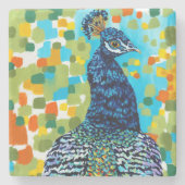 Plumed Peacock II Stenen Onderzetter (Voorkant)