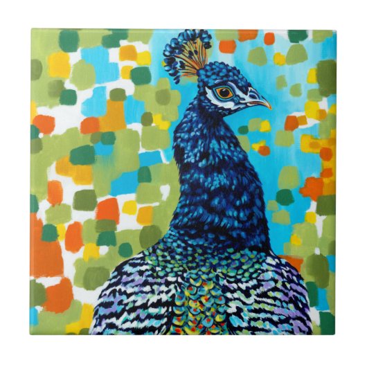 Plumed Peacock II Tegeltje (Voorkant)