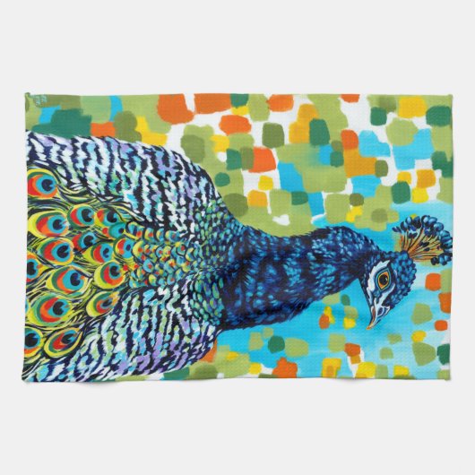 Plumed Peacock II Theedoek (Horizontaal)