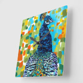 Plumed Peacock II Vierkante Klok (Hoek)