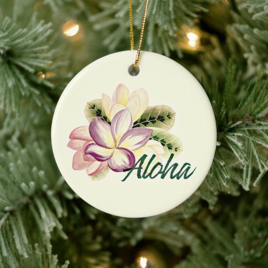  Plumeria Aloha  Keramisch Ornament (Boom)