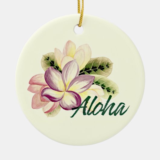 Plumeria Aloha  Keramisch Ornament (Voorkant)