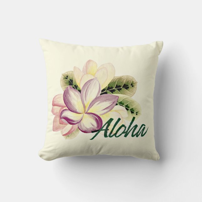  Plumeria Aloha Kussen (Voorkant)