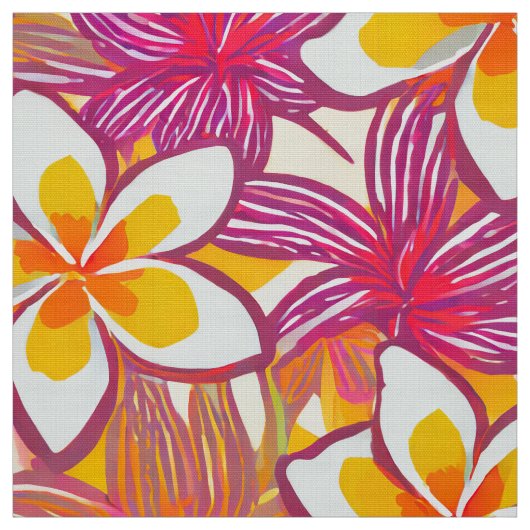 Plumeria Aloha print Stof (Swatch)