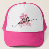 Plumeria Aloha Trucker Hat Pet (Voorkant)