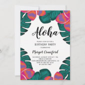 Plumeria and Greenery Tropical Birthday Party Kaart (Voorkant)