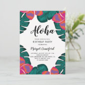Plumeria and Greenery Tropical Birthday Party Kaart (Staand voorkant)