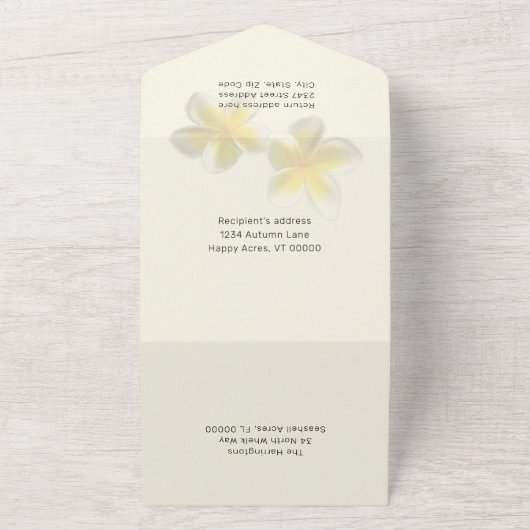 Plumeria Birthday Party Yellow All In One Uitnodiging (Buitenkant)